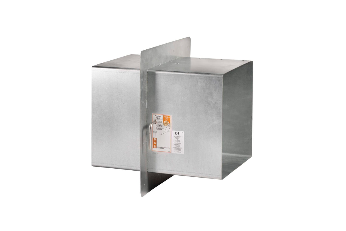 BSB FD-R Series rectangular single blade fire damper with installation plate