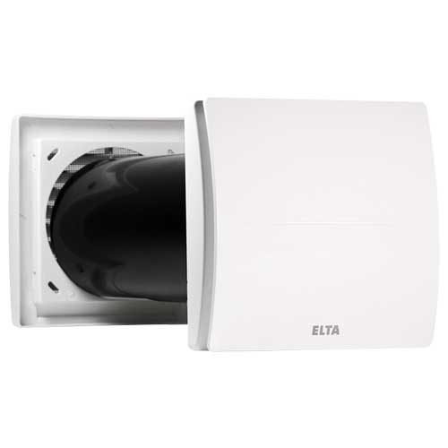 Elta FLUX HR 100 heat recovery unit with 100mm diameter, compact ventilation system for energy-efficient airflow.