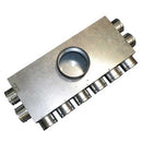 Quiet-Vent 75mm 10 Point Top Entry Distribution Box with 150 spigot for ducting accessories, showing multiple entry points and spigot details.
