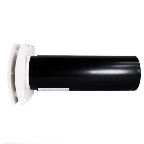 Elta FLUX HR 100 heat recovery unit with 100mm/4-inch diameter, showing the compact, industrial ventilation device.