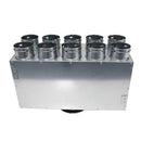Quiet-Vent 75mm 10 Point Rear Entry Distribution Box with 150mm spigot for ducting accessories, showing the box and spigot connection.