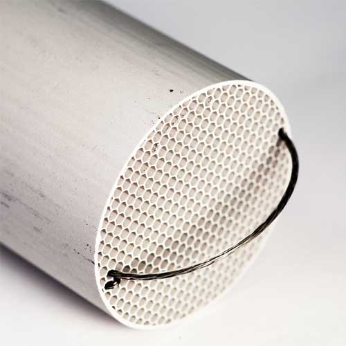 Elta FLUX HR 100 heat recovery unit with 100mm diameter, featuring metal casing and ventilation inlet and outlet ports.