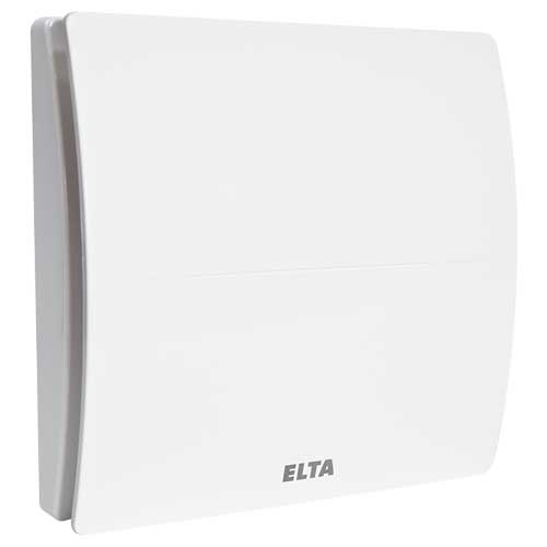 Elta FLUX HR 100 heat recovery unit with 100mm/4-inch duct connection, showing the compact, industrial design of the ventilation system.