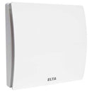 Elta FLUX HR 100 heat recovery unit with 100mm/4-inch duct connection, showing the compact, industrial design of the ventilation system.