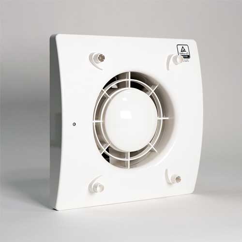 Elta FLUX HR 100 heat recovery unit with 100mm diameter, compact design, showing the heat exchanger and airflow components.