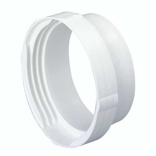 Domus Ventilation threaded hose connector with spigot, 100mm diameter, rounded ducting accessory for secure ventilation connections.