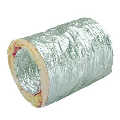 Flexible insulated aluminium ducting in 102mm diameter, 10m length, designed for ventilation by Domus Ventilation.