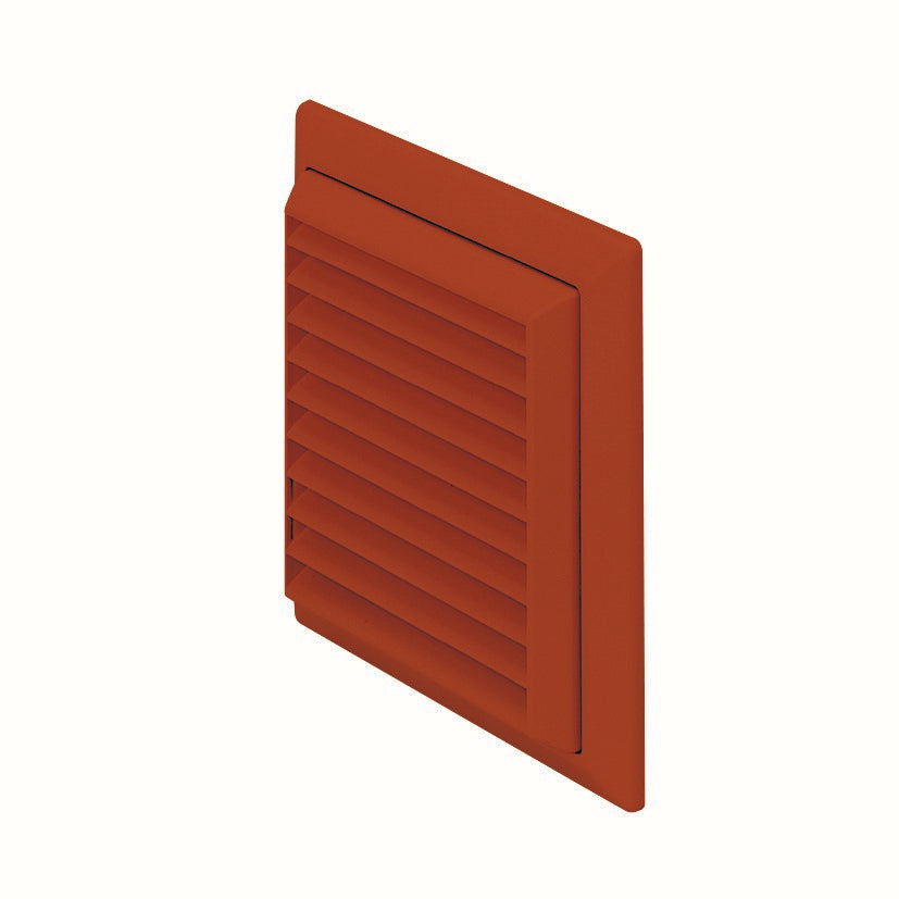 Domus Plastic Louvred Wall Grille with Flyscreen for ducting, 125mm diameter, white ventilation cover with louvred slats and flyscreen mesh