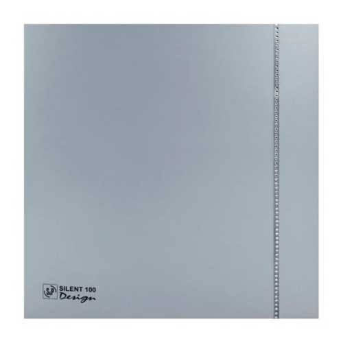 S&P Silver Swarovski 100mm axial wall and ceiling extractor fan with sleek silver finish and modern design.