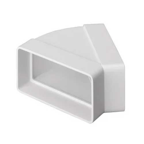 Domus Ventilation rigid plastic ducting with 220x90mm 45º horizontal bend, suitable for ventilation systems.