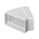 Domus Ventilation rigid plastic ducting with 220x90mm 45º horizontal bend, suitable for ventilation systems.