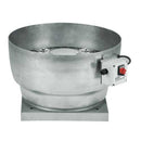 Roof-mounted S&P CRVB/4-225N roof fan, 225mm diameter, with metal grille and venting blades for ventilation.