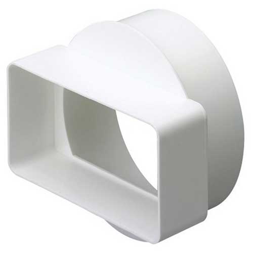 Domus Ventilation DD071 round to rectangular duct adapter, 100mm diameter to 110x54mm rectangular duct, for ventilation systems