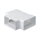 Domus MegaDuct horizontal plastic ducting T piece, 220x90mm, for ventilation systems, shown in an industrial setting.
