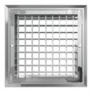 eFans double deflection grille showing adjustable louvers and sturdy metal frame for efficient air distribution.