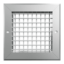 eFans double deflection grille showing front view with adjustable louvers for airflow control, mounted on a wall.