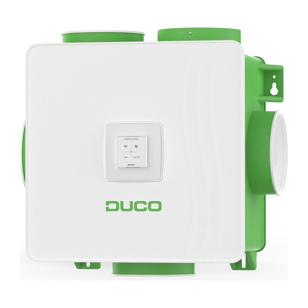 Duco DucoBox Reno UK MEV unit with optional RF user controller fitted on the lid