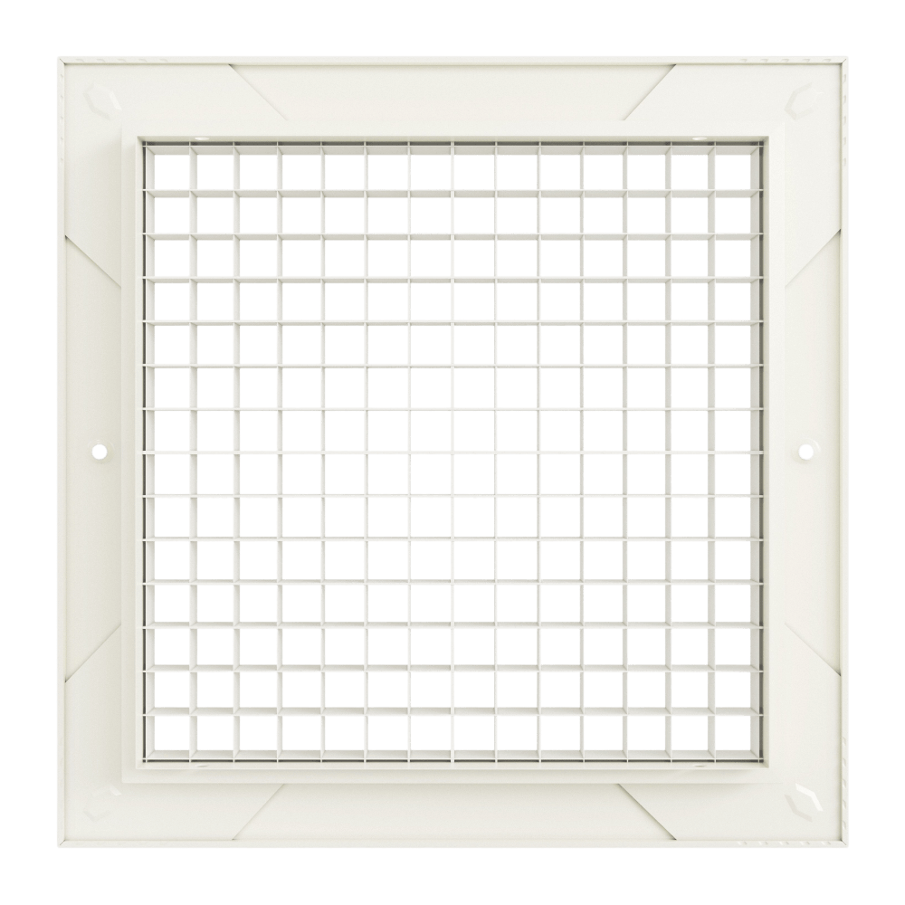 White eFans egg crate grille mounted on ceiling or wall, designed for ventilation with a textured, decorative finish.