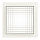 White eFans egg crate grille mounted on ceiling or wall, ventilation cover with a white finish and grid pattern.