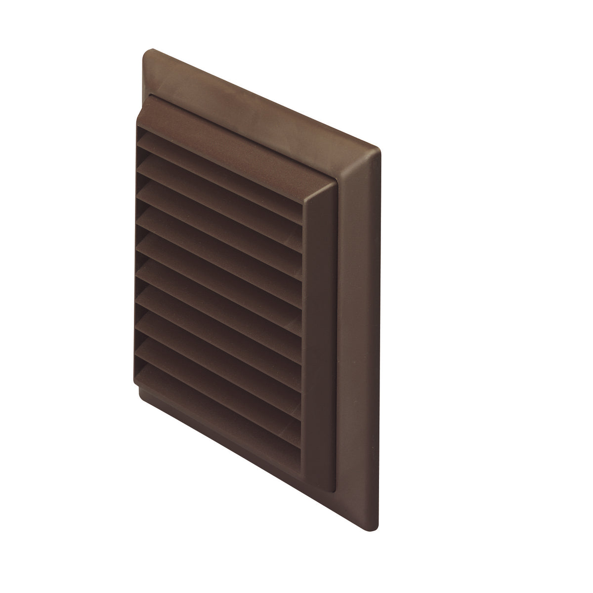 Domus plastic louvred wall grille with flyscreen for ducting, 100mm diameter, ventilation vent cover with adjustable louvres.