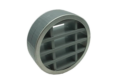 Circular intumescent fire block mounted in wall