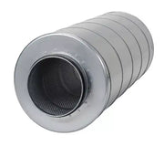 Systemair LDC Circular Silencer, 125mm diameter and 900mm long, showing the cylindrical design and connection ends.