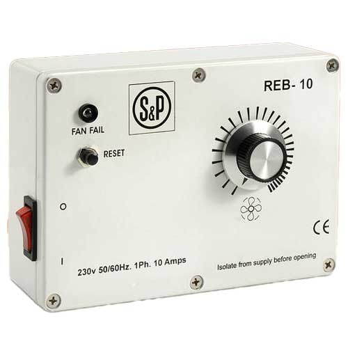 S&P REB-10 230V single-phase speed controller with 10 Amp capacity, used for controlling motor speeds in industrial applications.