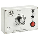 S&P REB-6 230V single-phase speed controller with 6 amp capacity, showing dial and wiring connections.