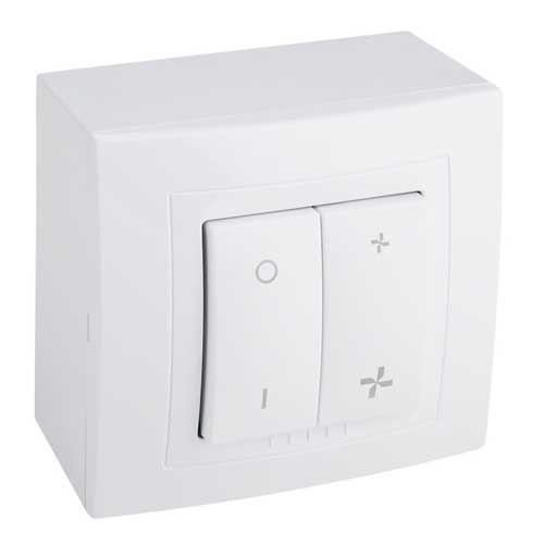 S&P REGUL-2 On/Off 2-speed switch controller with toggle switches for controlling device speed and power.