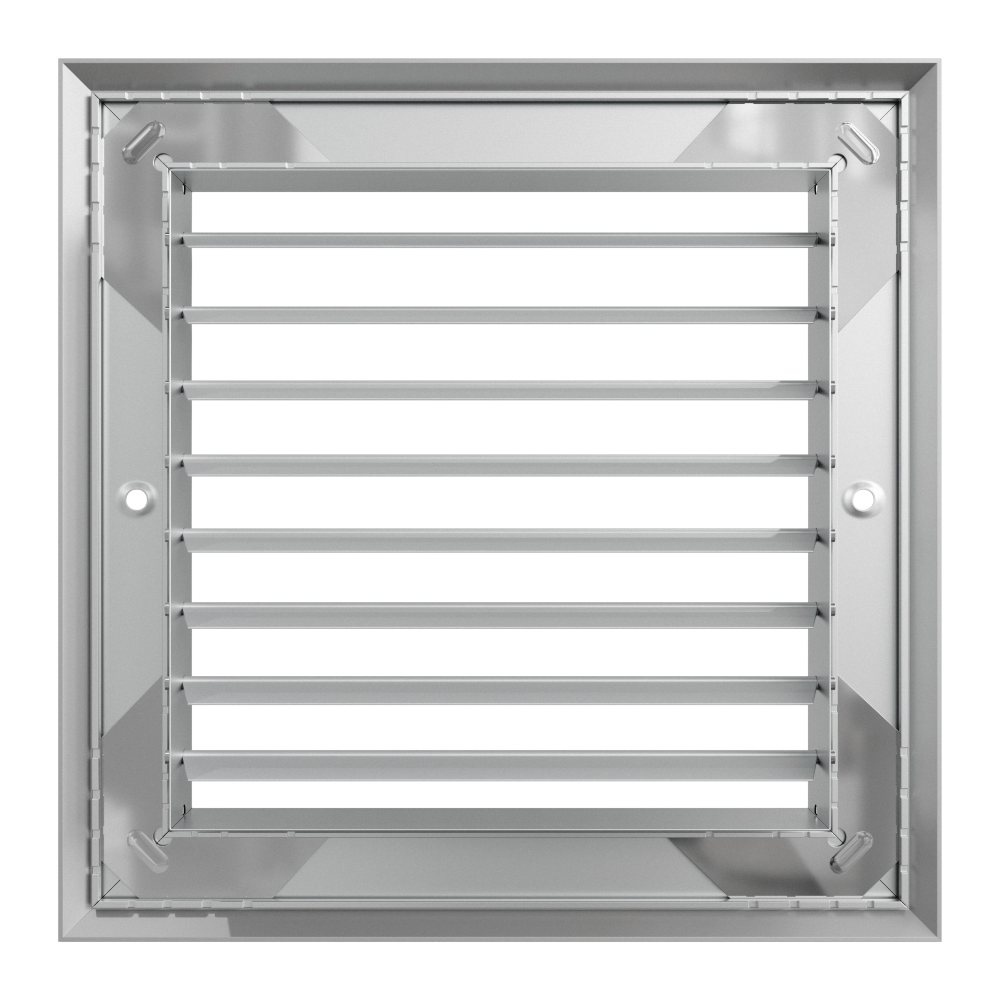 eFans single deflection grille showing a rectangular metal grille with adjustable louvers for air direction control.