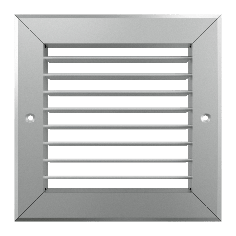 eFans single deflection grille showing adjustable louvers for controlling airflow in a ventilation system.