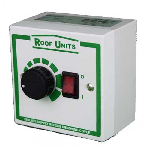 Vent-Axia SP5001 single-phase electronic speed controller showing dials and wiring for 1.7 amps.