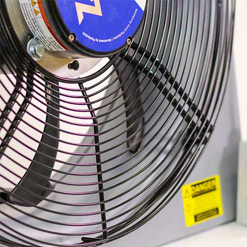 Elta SPA250/4-1AC Raptor axial fan, 250mm single-phase AC industrial fan with metal frame and blades.
