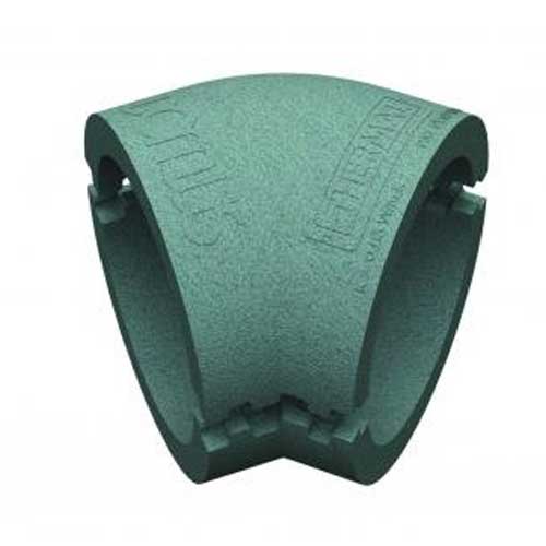 Rigid duct insulation with 45º bend, 150mm diameter, from Domus Ventilation, designed for efficient thermal insulation in ducting systems.