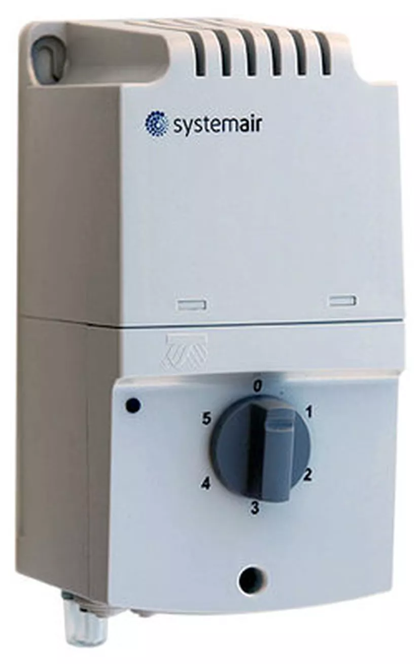Systemair RE 5 Speed Controller 5 Amp control device for fans and ventilation systems, featuring a sleek design and adjustable settings.