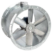 Elta SLC560 Revolution long-cased axial fan in single-phase AC with 560mm diameter, shown in a close-up view.