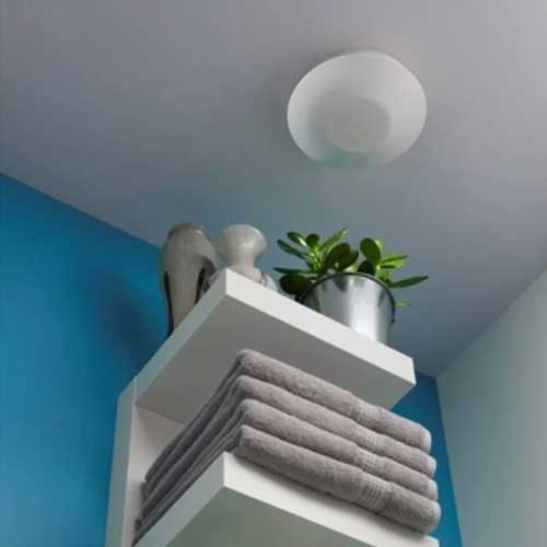 Greenwood CV2GIP dMEV axial extractor fan mounted on the ceiling, designed for continuous ventilation in any room.