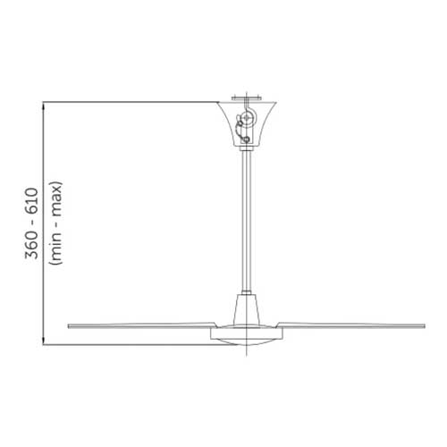 Hydor 36-inch destratification sweep ceiling fan mounted on ceiling, with metal blades and modern design.