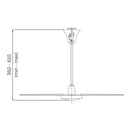 Hydor 36-inch destratification sweep ceiling fan mounted on ceiling, with metal blades and modern design.