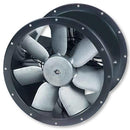 S&P TCBTX2/4-450 cased axial fan with three-phase motor, 450mm diameter, mounted in metal housing for industrial ventilation.