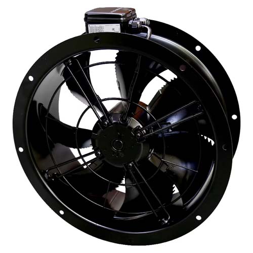 Systemair AR 350DV Sileo three-phase cased axial fan with metal enclosure and adjustable mounting brackets.
