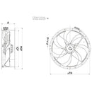 Systemair AR 630E6 Sileo cased axial fan with 630mm diameter, showcasing its sleek design and compact construction.