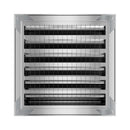 Aluminium square weather louvre by eFans, showing outdoor installation with adjustable blades for ventilation and weather protection.