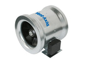 Vent-Axia ACM315 in-line mixed flow fan with 315mm duct, showing the metal casing and fan blades inside.