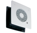 Vortice Vario 150/6" flush auto reversible wall fan, axial fan with 150mm diameter, mounted on wall, in neutral setting.
