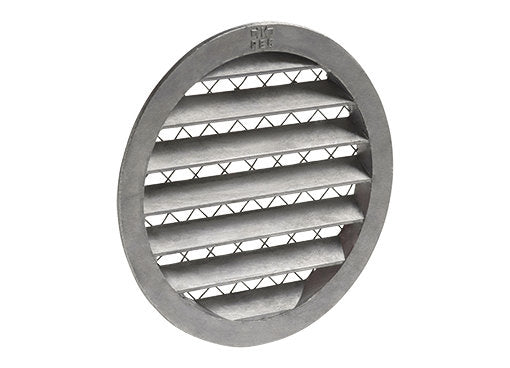 Systemair aluminium circular weather louvre with mesh screen, designed for ventilation and weather protection.