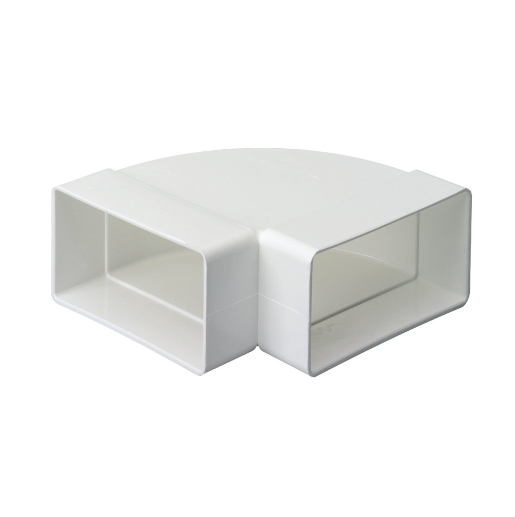 Domus Ventilation rigid rectangular plastic ducting 110x54mm with 90º horizontal bend for ventilation systems.