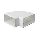 Domus Ventilation rigid rectangular plastic ducting 110x54mm with 90º horizontal bend for ventilation systems.