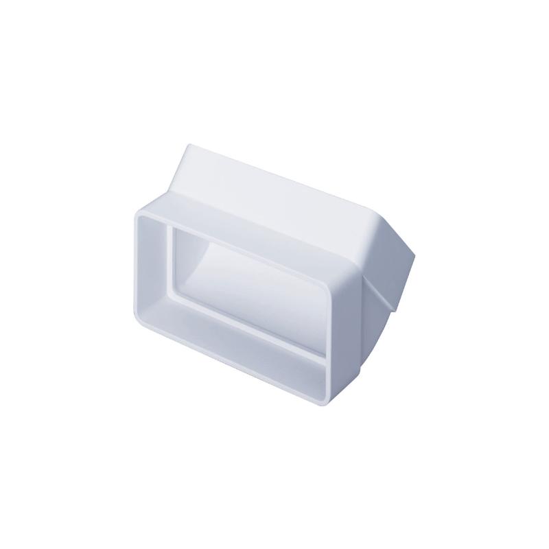 Domus Ventilation rigid rectangular plastic ducting 110x54mm with 45º vertical bend for HVAC systems.