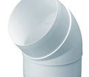 Rigid round plastic ducting 45-degree bend from Domus Ventilation, 100mm diameter for efficient ventilation systems.
